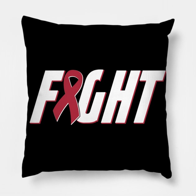 Fight Multiple Myeloma Cancer   Burgundy Awareness Ribbon Pillow by eldridgejacqueline