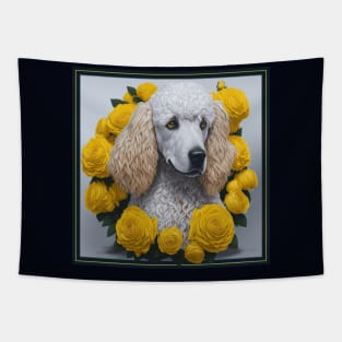 Standard poodle yellow roses Tapestry