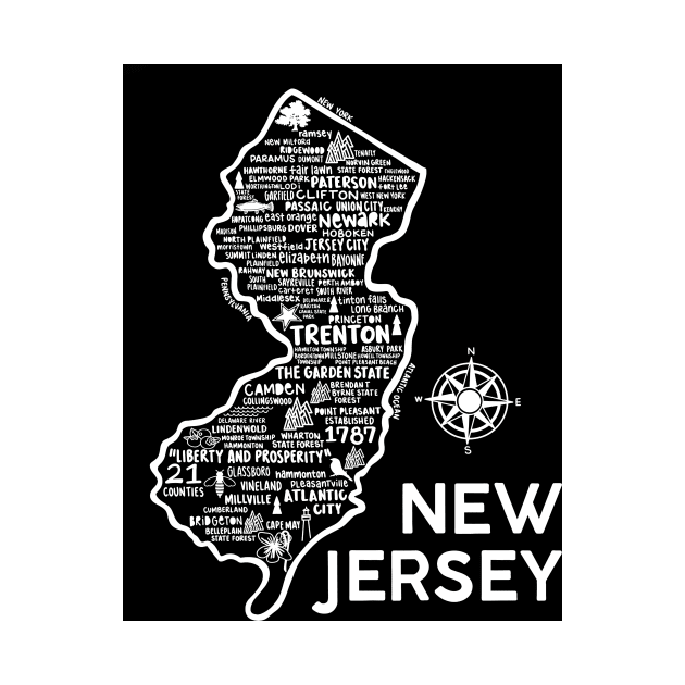 New Jersey map by fiberandgloss