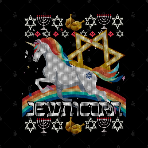 Jewnicorn Unicorn Ugly Hanukkah Chanukah - Funny Jewish by HBart