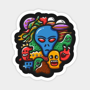 Alien monster doodle art Magnet