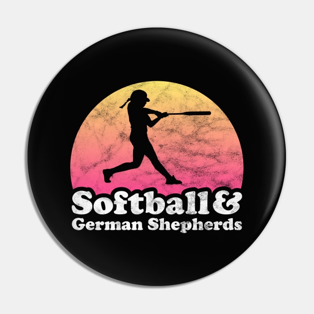 Softball and German Shepherds Gift for Softball Player and Dog Lover Pin by JKFDesigns