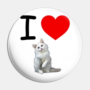 I HEART WHITE FLUFFY PERSIAN KITTEN Pin