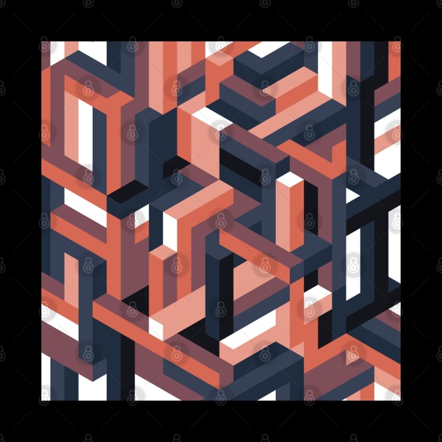 Orange and Blue Isometric Maze by KimVanG