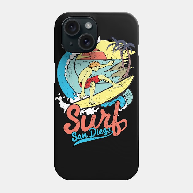 Surfing in San Diego Phone Case by UNXart