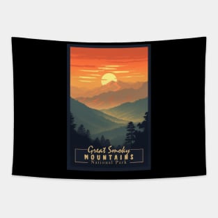 Great Smoky Mountains national park vintage travel poster Tapestry