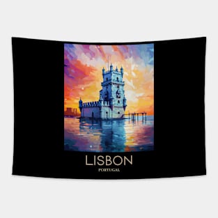 A Pop Art Travel Print of Lisbon - Portugal Tapestry