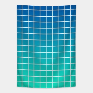 Teal and Turquoise Gradient Grid Tapestry