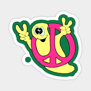 Yellow Peace Ghost with a Pink Peace Sign Magnet