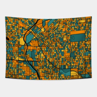 Denver Map Pattern in Orange & Teal Tapestry