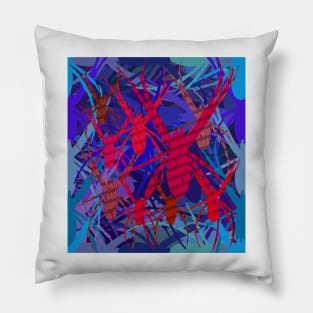 Arachnophobia Blue Red Pillow