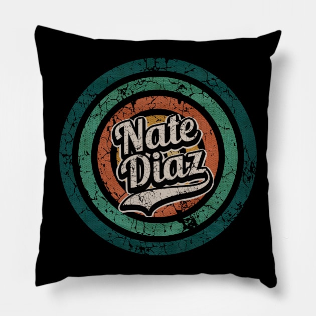 Nate Diaz // Retro Circle Crack Vintage Pillow by People Mask