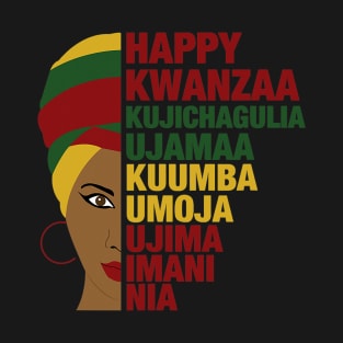 Happy Kwanzaa African Black Woman 7 Principles T-Shirt