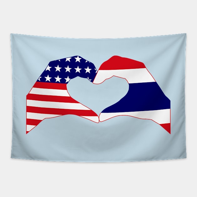 We Heart USA & Thailand Patriot Flag Series Tapestry by Village Values