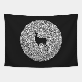 Deer Silhouette Design, Line Art Deer Animal Tapestry