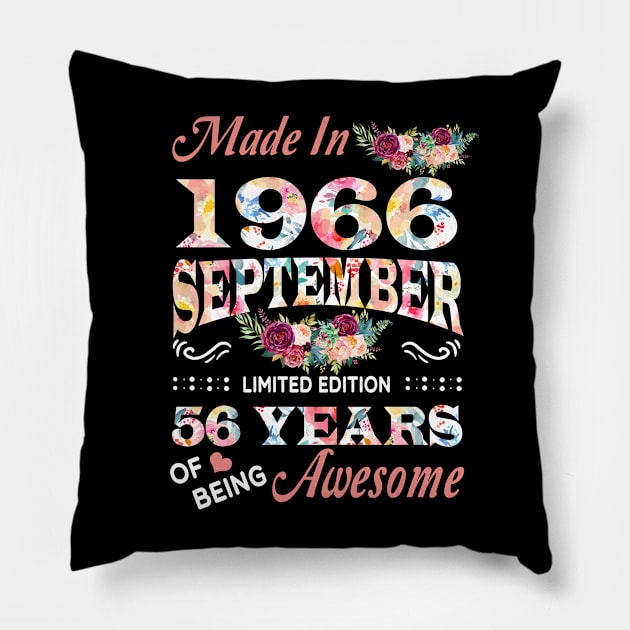 September Flower Made In 1966 56 Years Of Being Awesome Pillow by sueannharley12