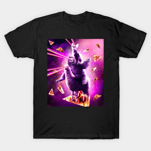 Laser Eyes Space Cat Riding Sloth, Llama - Rainbow T-Shirt Laser Eyes Space Cat Riding Sloth, Llama - Rainbow T-Shirt