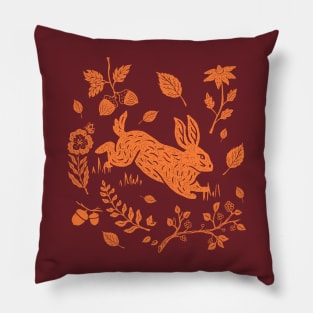 Cottagecore Wild Hare Rabbit Pillow