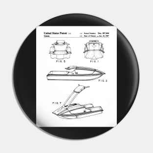 Jet Ski Patent - Watersports Lake Beach House Art - White Pin