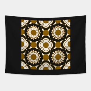 Black and Gold Retro Geometric Tapestry