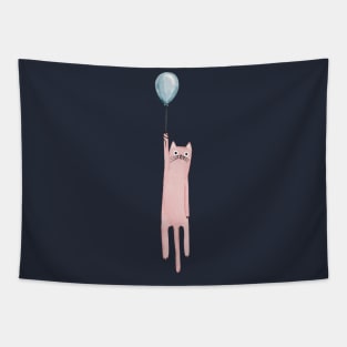 Watercolor cat with a balloon. Tapestry