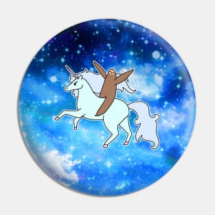 Sloth Riding a Unicorn Night Sky Pin