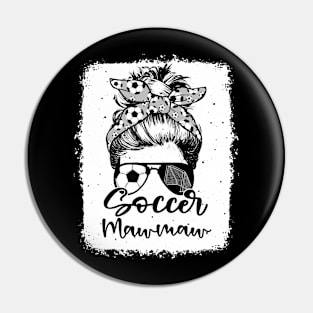 Soccer Mawmaw Vintage Leopard Messy Bun Bleached Pin