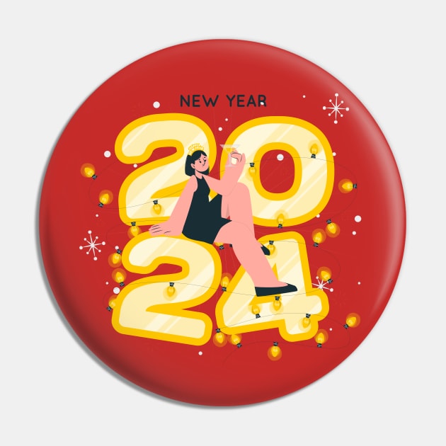 Happy New Year 2024 Pin by Mako Design 