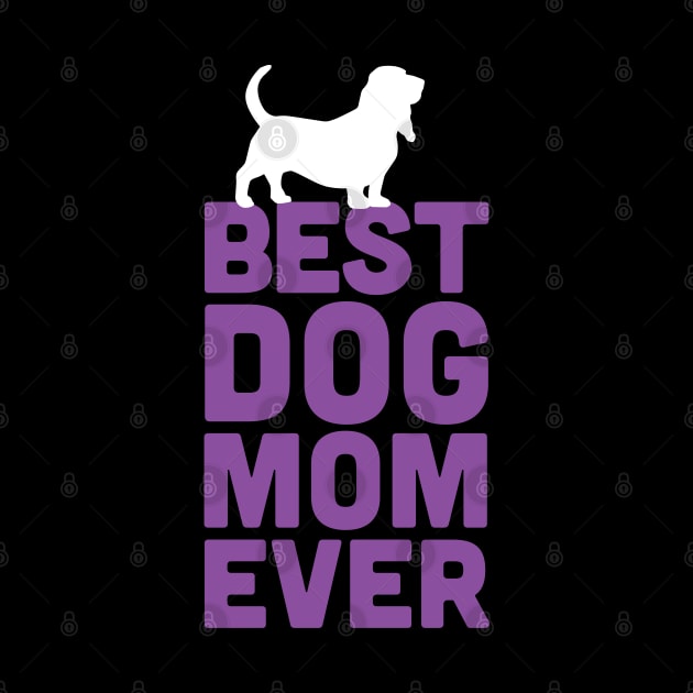 Best Basset Hound Dog Mom Ever - Purple Dog Lover Gift by Elsie Bee Designs