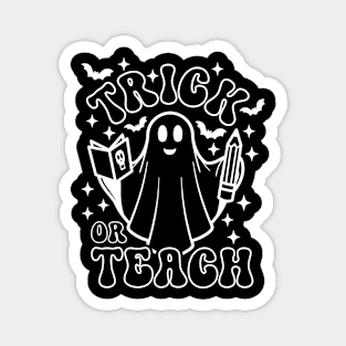 Trick or Teach Trendy Retro Groovy Ghost Halloween Teacher Costume Magnet