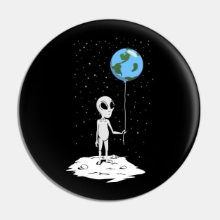 Alien with Earth Balloon T-Shirt Pin