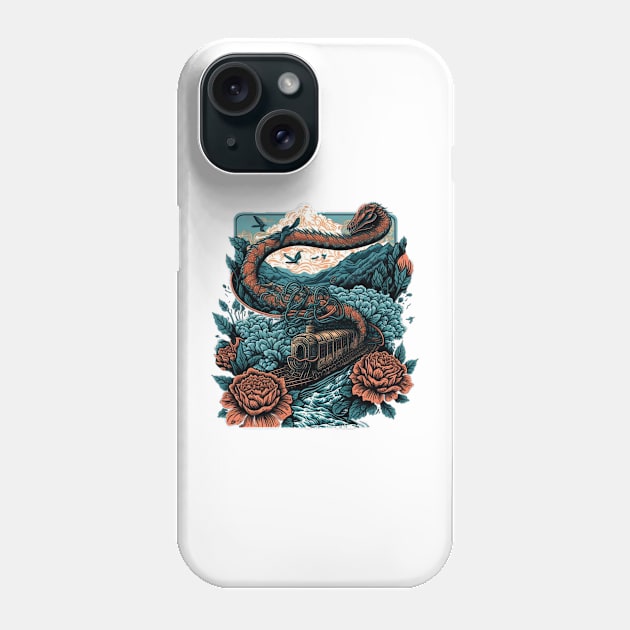 Flying steam train river and crashing waves Phone Case by Zachariya420