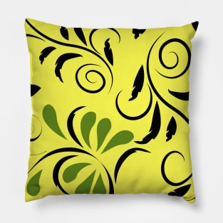 seamless pattern with flowers and leaves hohloma style Pillow