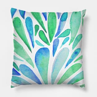 Watercolor artistic drops - aqua and blue Pillow