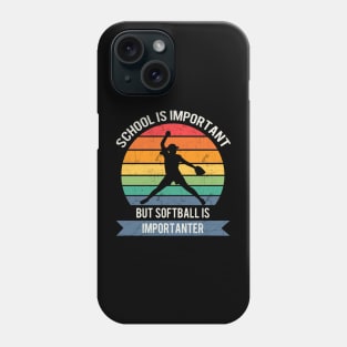 School is important but softball is importanter Phone Case