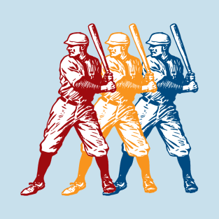 Vintage Baseball Player Tri-Color Design T-Shirt