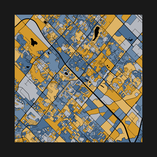 Brampton Map Pattern in Blue & Gold by PatternMaps