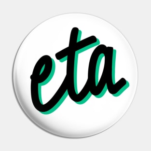 Greek Alphabet: eta (black-green) Pin