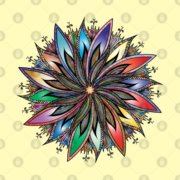 Multicolored mandala. Red, blue, yellow, green, all colors of the rainbow. Uplifting. by tashashimaa