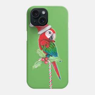 Green wing macaw Christmas style Phone Case