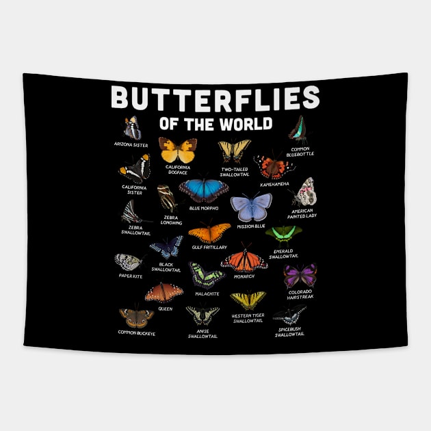 Butterflies of the World Tapestry by GoshWow 
