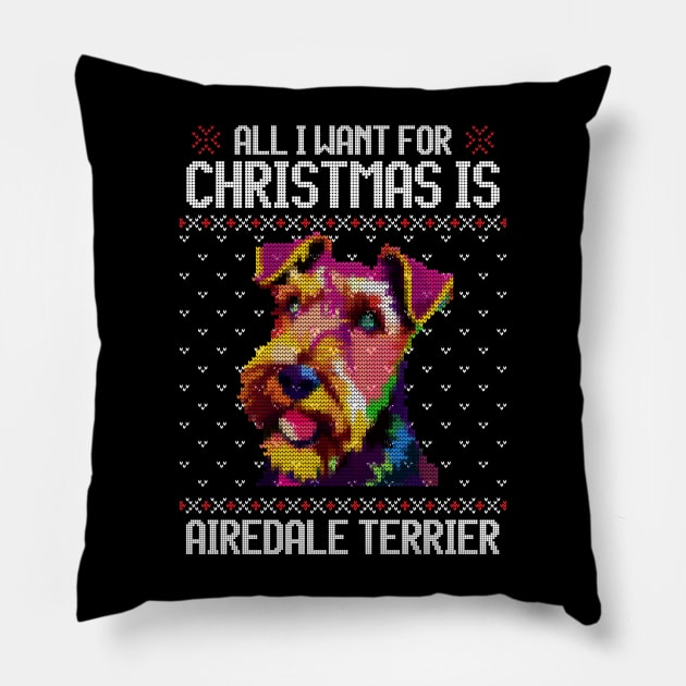 All I Want for Christmas is Bull Terrier - Christmas Gift for Dog Lover Pillow by Ugly Christmas Sweater Gift