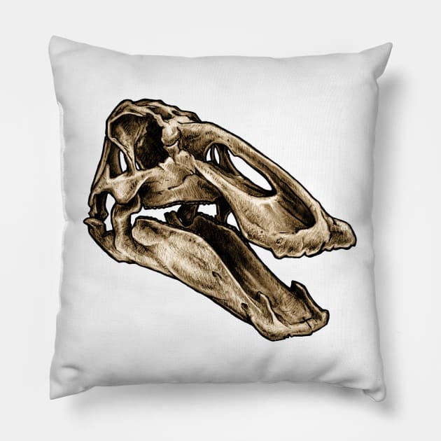 Dinosaur Skull Edmontosaurus Pillow by CassWArt