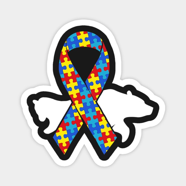 Mama Bear Autism Awareness Puzzle Piece Support Autistic Magnet by ShariLambert