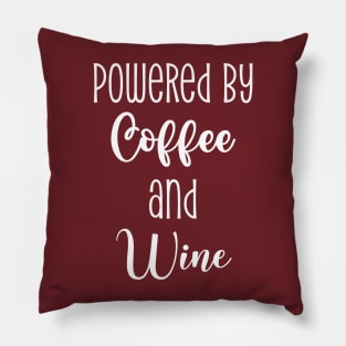 Powered By Coffee And Wine Pillow