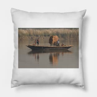 Boats on the Hooghly 02 Pillow