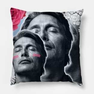 Mads Mikkelsen Sky and Roses Love Collage Pillow