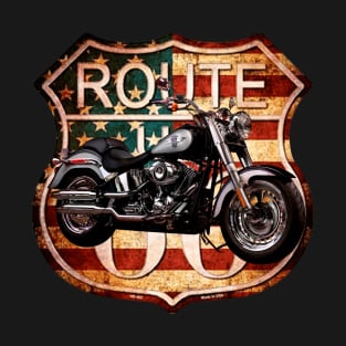 Motorcycle and Route 66 T-Shirt