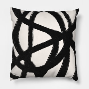 Abstract Black and White Organic Shape Elegant Monochrome Pattern Pillow