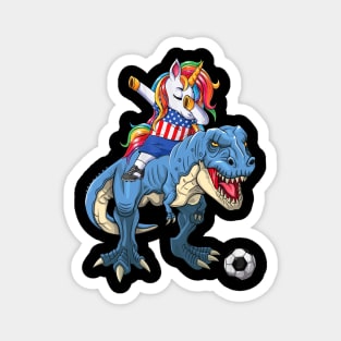 Dabbing Unicorn Dino T-Rex Flag Soccer Lovers Magnet